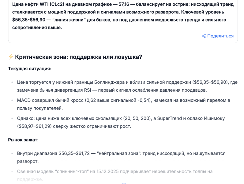 Новый обвал или краткосрочный отскок? Как ИИ оценил перспективы нефти